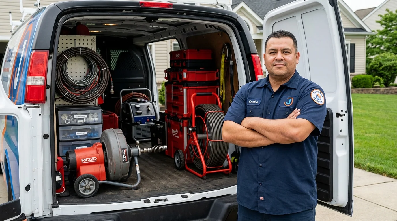 Professional drain cleaning equipment and Johns Plumbing LLC plumber in Siloam Springs