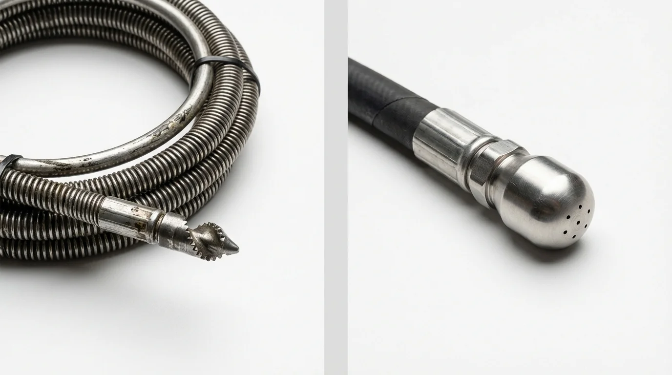 Drain snake cable and hydro jetting nozzle used for drain cleaning in Siloam Springs, AR