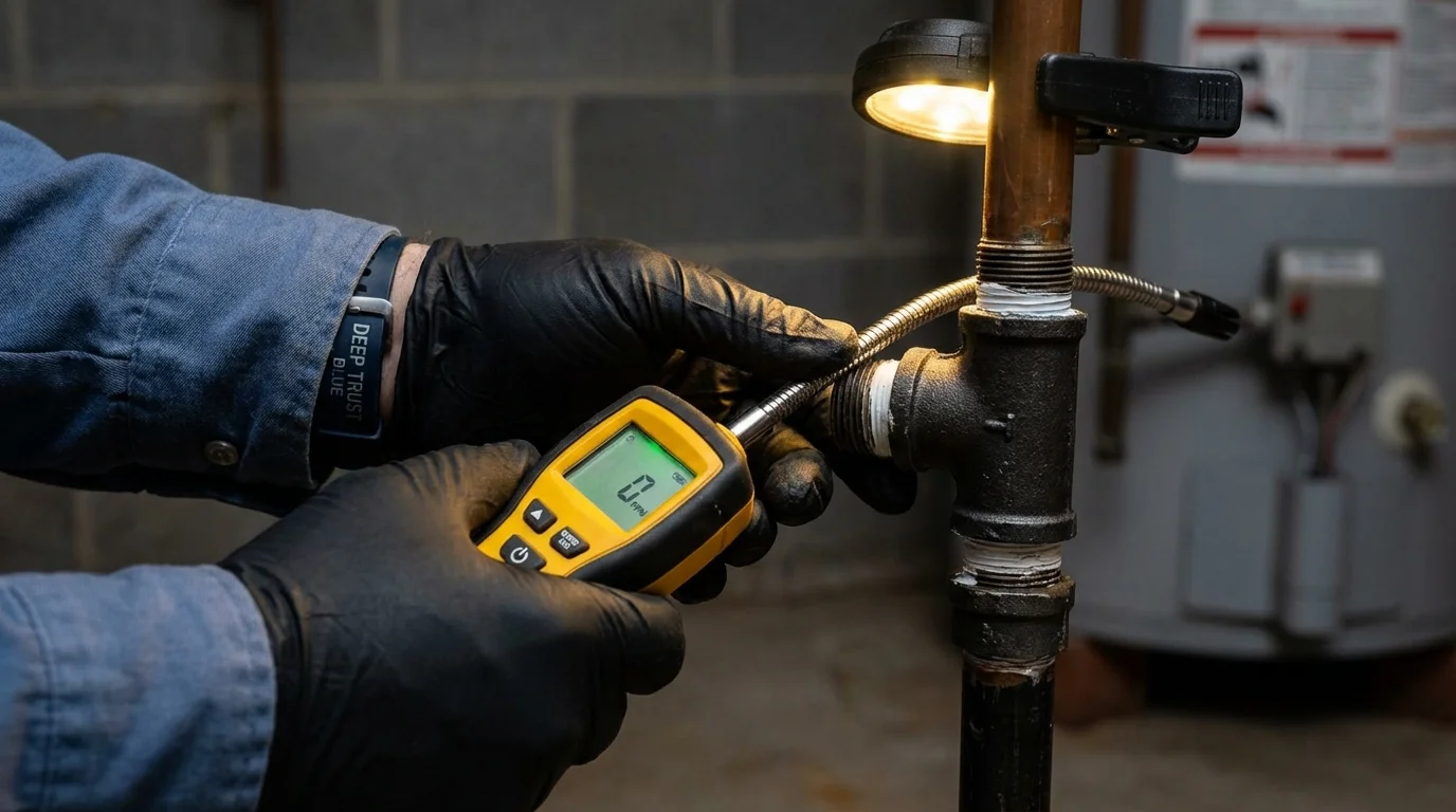 Gas leak detection with electronic sniffer by Johns Plumbing LLC in Siloam Springs