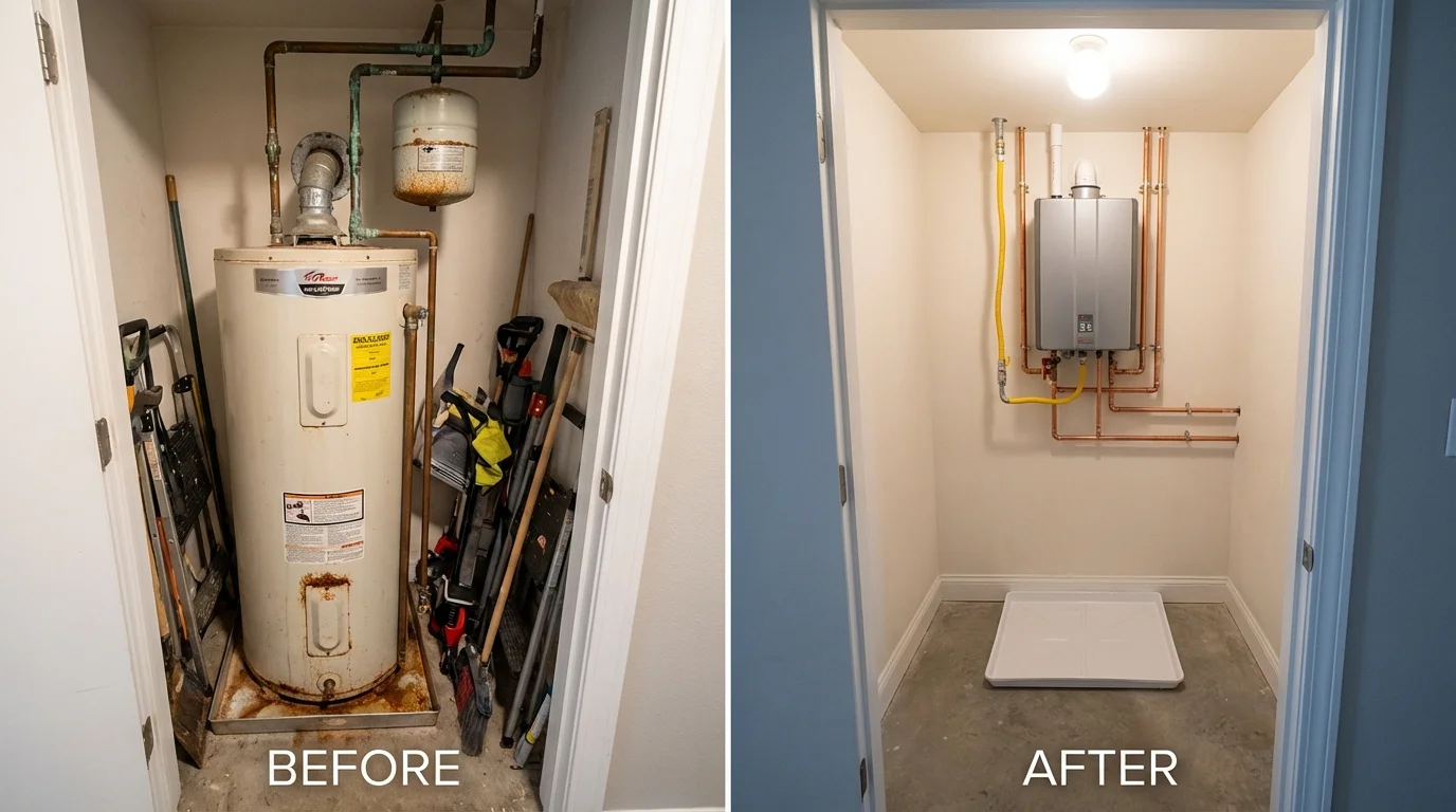 Tank water heater versus wall-mounted tankless unit comparison for Siloam Springs, AR homeowners