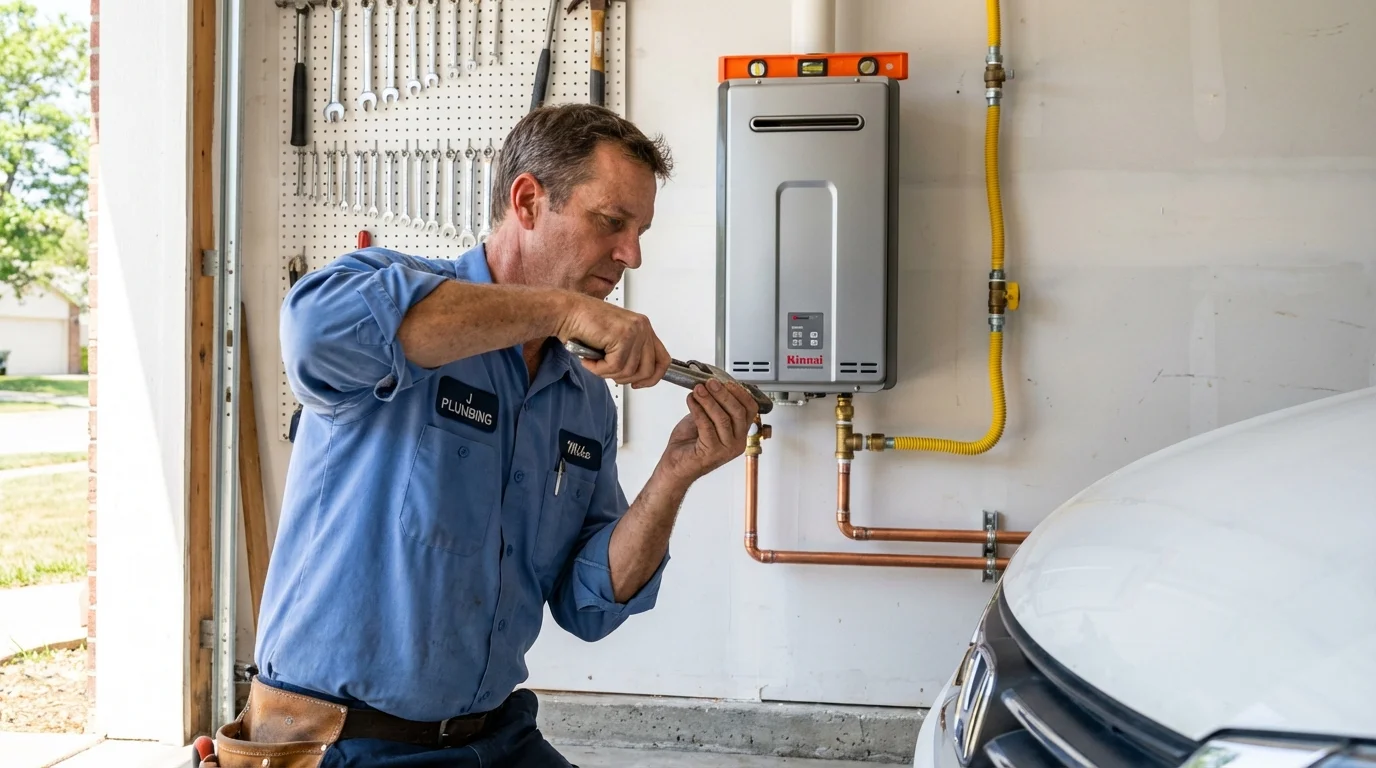 Tankless water heater installation by a Johns Plumbing LLC plumber in Siloam Springs